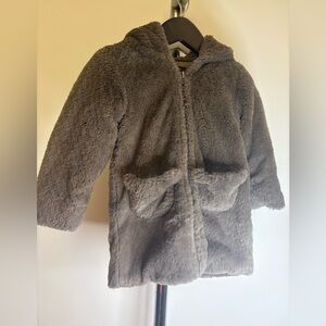 Lili Gaufrette Baby Girls Gray Faux Fur Hooded Coat | Size 18M